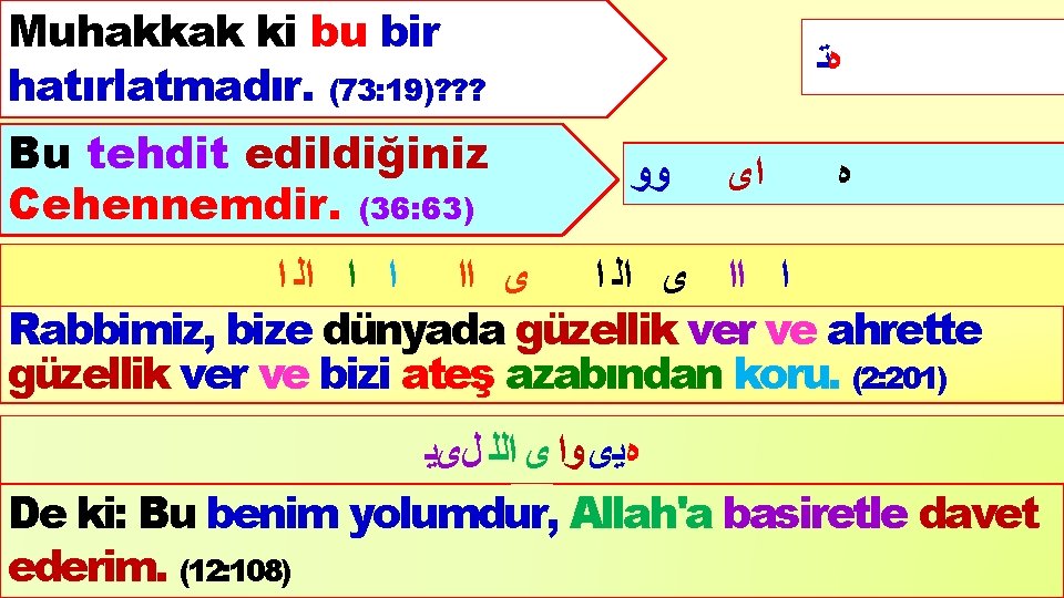 (73: 19) Muhakkak ki bu bir hatırlatmadır. (73: 19)? ? ? Bu tehdit edildiğiniz