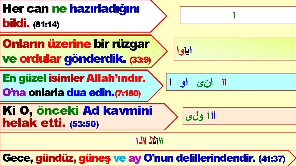 (81: 14) Her can ne hazırladığını ﺍ bildi. (81: 14) (33: 9) Onların üzerine