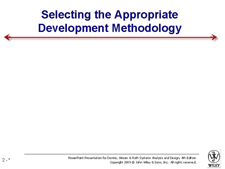 Selecting the Appropriate Development Methodology 2 -* Power. Point Presentation for Dennis, Wixom &