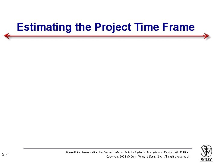 Estimating the Project Time Frame 2 -* Power. Point Presentation for Dennis, Wixom &