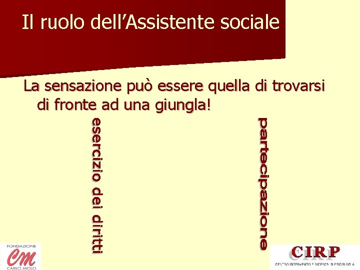 Il ruolo dell’Assistente sociale La sensazione può essere quella di trovarsi di fronte ad