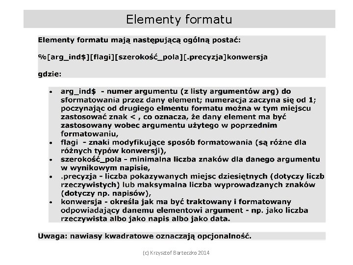 Elementy formatu (c) Krzysztof Barteczko 2014 