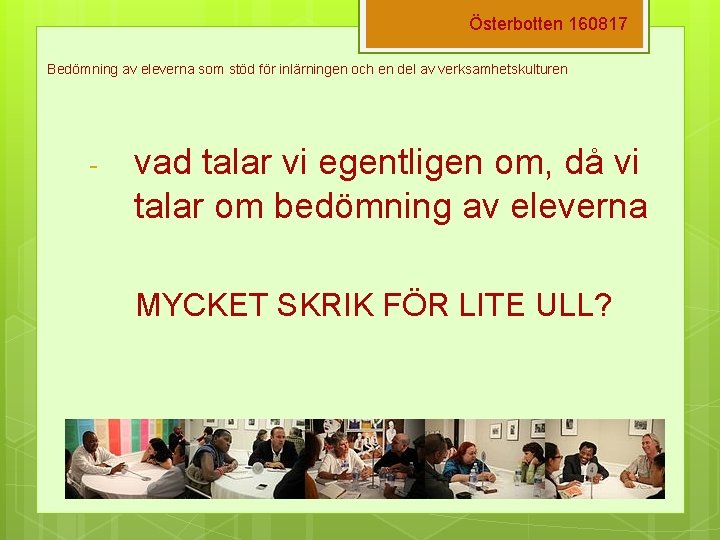 Österbotten 160817 Bedömning av eleverna som stöd för inlärningen och en del av verksamhetskulturen