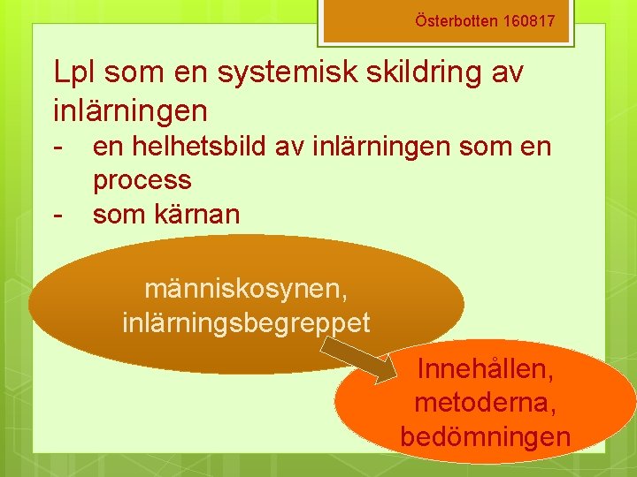 Österbotten 160817 Lpl som en systemisk skildring av inlärningen - en helhetsbild av inlärningen