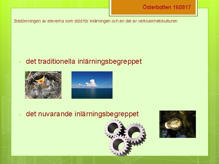 Österbotten 160817 Bedömningen av eleverna som stöd för inlärningen och en del av verksamhetskulturen