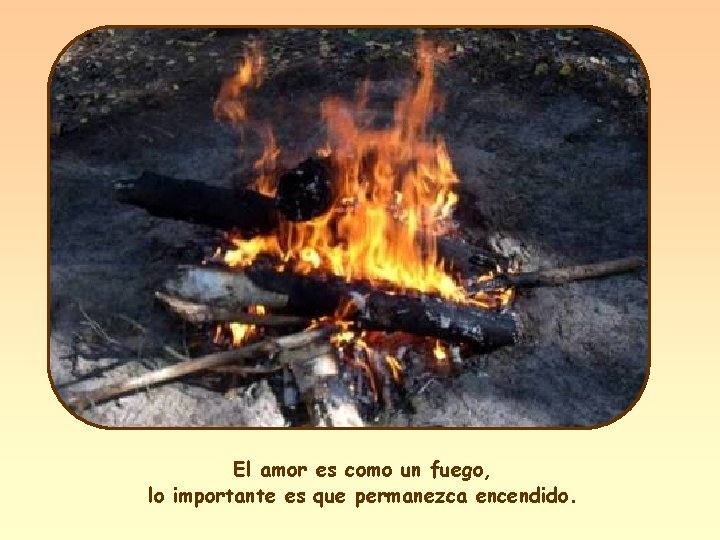 El amor es como un fuego, lo importante es que permanezca encendido. 