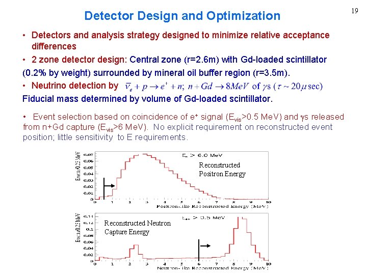 Detector Design and Optimization • Detectors and analysis strategy designed to minimize relative acceptance