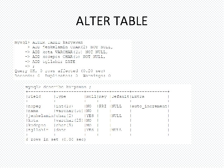 ALTER TABLE 