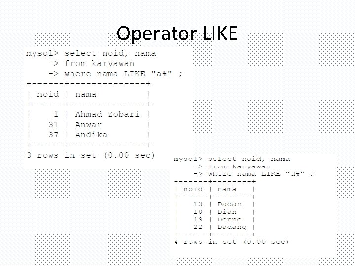 Operator LIKE 