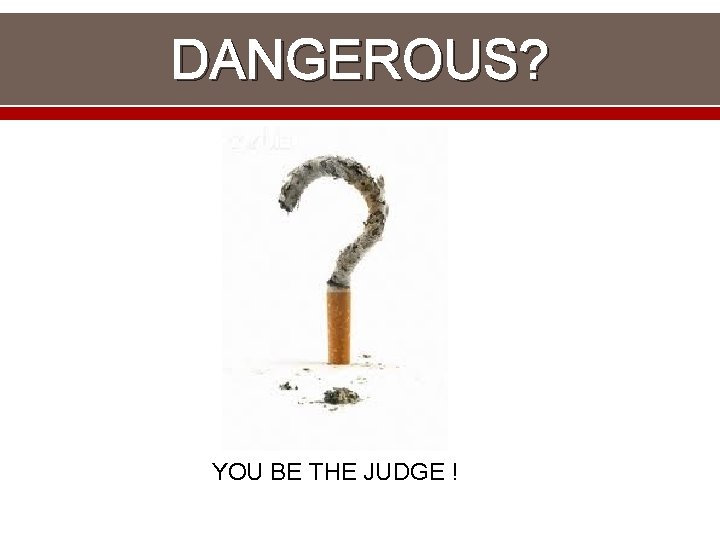 DANGEROUS? YOU BE THE JUDGE ! 