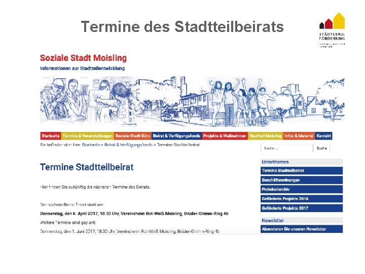 Termine des Stadtteilbeirats 