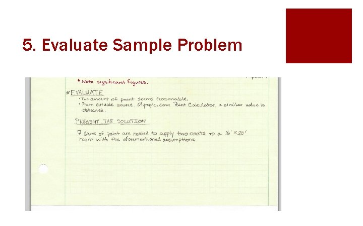 5. Evaluate Sample Problem 