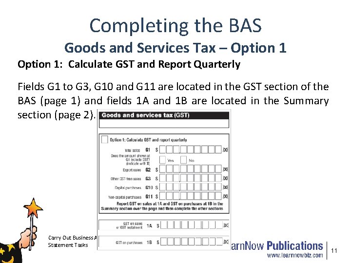 Completing the BAS Goods and Services Tax – Option 1: Calculate GST and Report