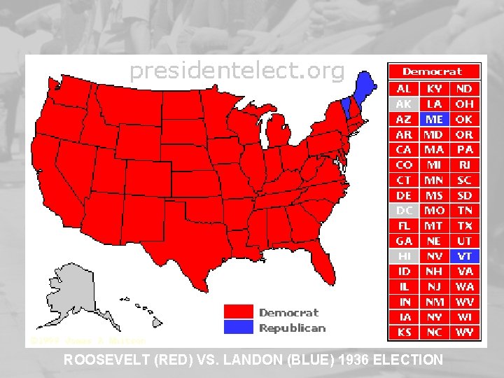 ROOSEVELT (RED) VS. LANDON (BLUE) 1936 ELECTION 