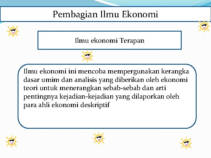 Pembagian Ilmu Ekonomi Ilmu ekonomi Terapan Ilmu ekonomi ini mencoba mempergunakan kerangka dasar umim