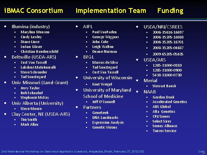 i. BMAC Consortium Implementation Team • Illumina (industry) • AIPL • • • Marylinn