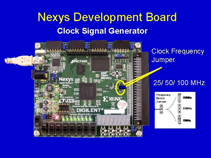 Nexys Development Board Clock Signal Generator Clock Frequency Jumper 25/ 50/ 100 MHz 100