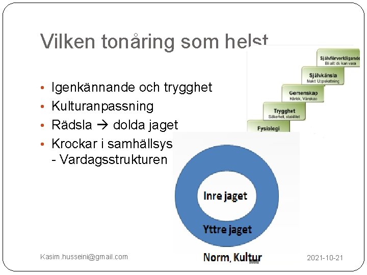 Vilken tonåring som helst • Igenkännande och trygghet • Kulturanpassning • Rädsla dolda jaget