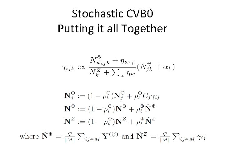 Stochastic CVB 0 Putting it all Together 