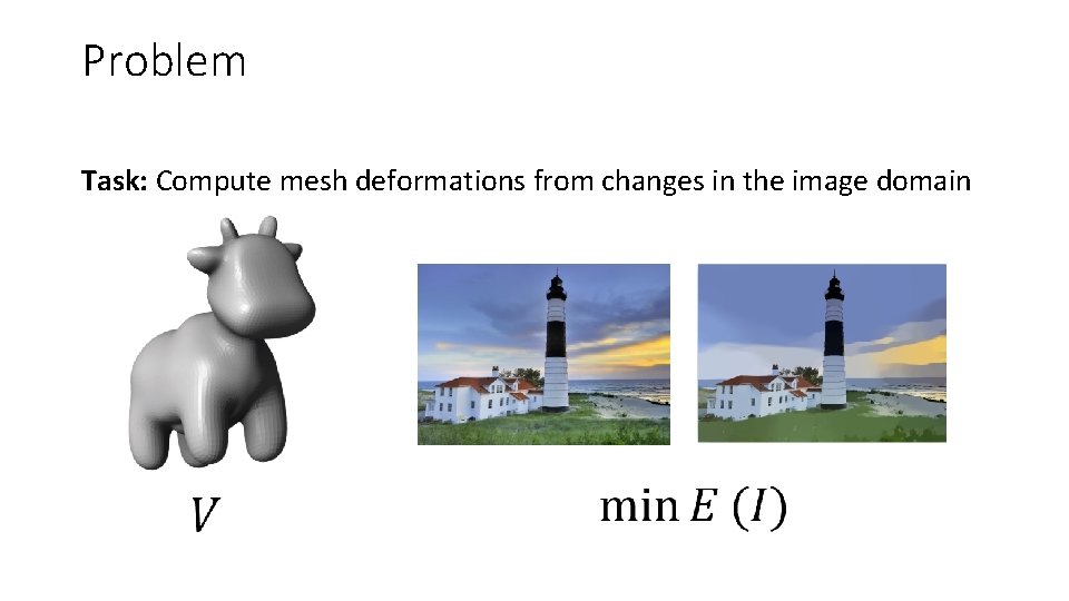 Problem Task: Compute mesh deformations from changes in the image domain 