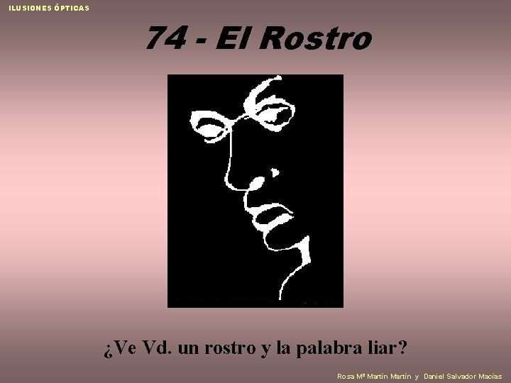 ILUSIONES ÓPTICAS 74 - El Rostro ¿Ve Vd. un rostro y la palabra liar?