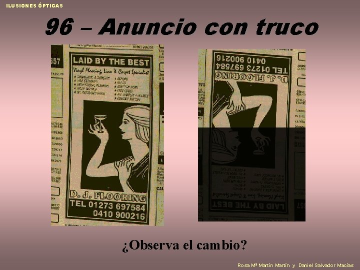 ILUSIONES ÓPTICAS 96 – Anuncio con truco ¿Observa el cambio? Rosa Mª Martín y