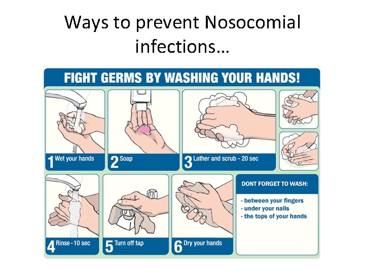 Ways to prevent Nosocomial infections… 