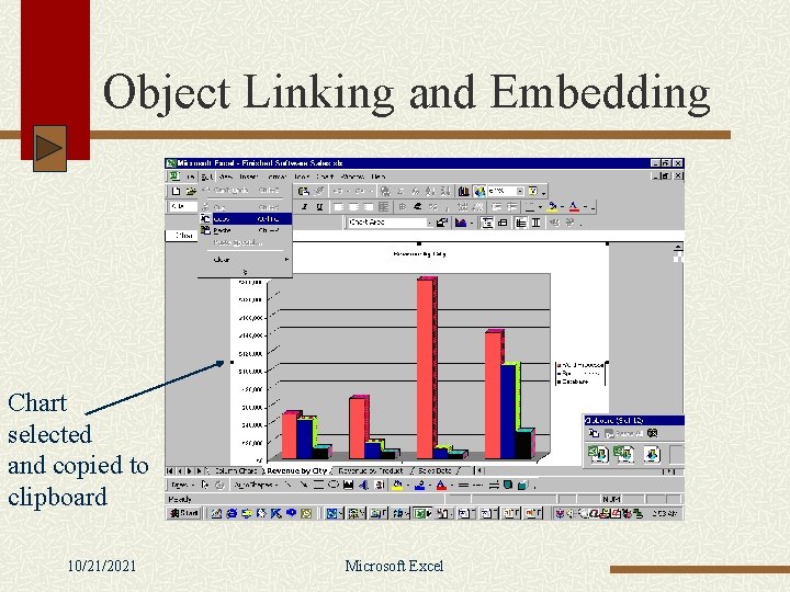 Object Linking and Embedding Chart selected and copied to clipboard 10/21/2021 Microsoft Excel 