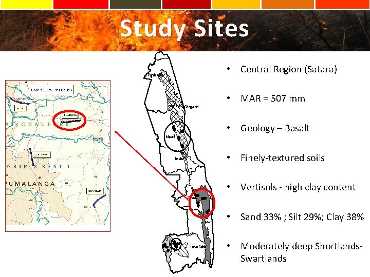 Study Sites • Central Region (Satara) Pund â a. Maria â • MAR =