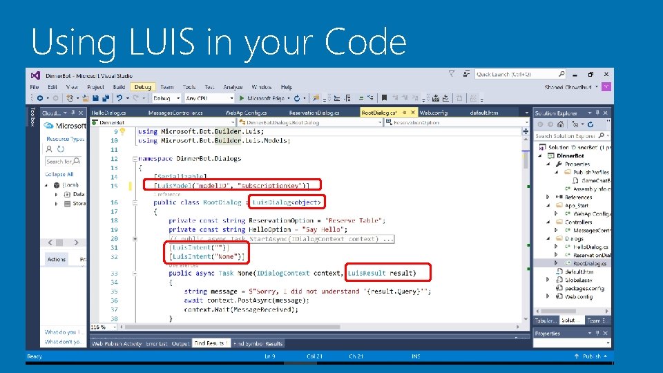 Using LUIS in your Code 