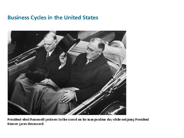 Business Cycles in the United States President-elect Roosevelt gestures to the crowd on his