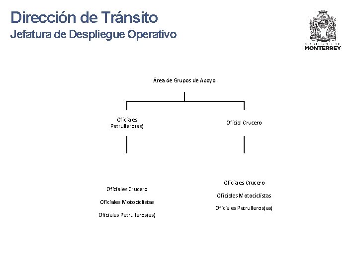 Dirección de Tránsito Jefatura de Despliegue Operativo Área de Grupos de Apoyo Oficiales Patrullero(as)