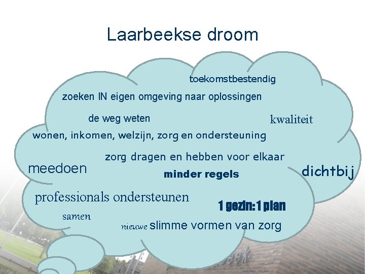 Laarbeekse droom toekomstbestendig zoeken IN eigen omgeving naar oplossingen de weg weten kwaliteit wonen,