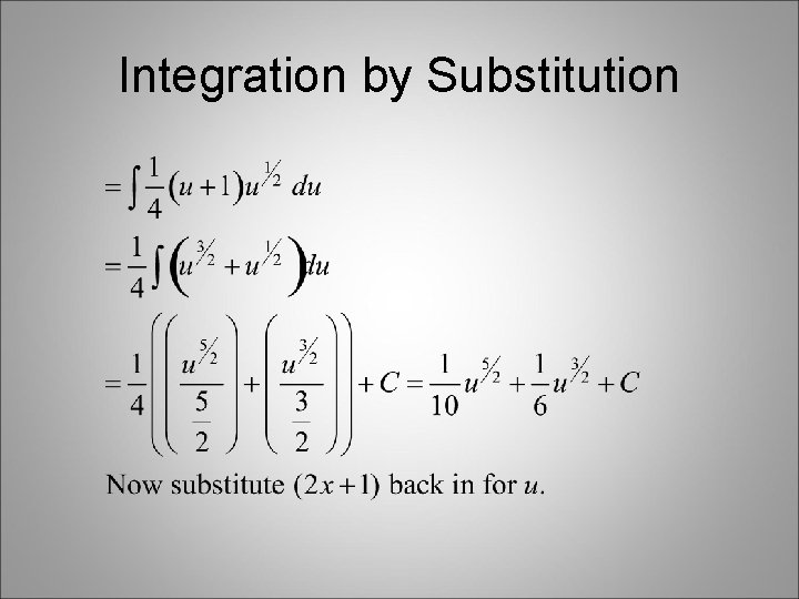 Integration by Substitution Integration by Substitution