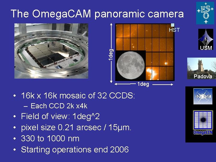 The Omega. CAM panoramic camera HST 1 deg USM Padova 1 deg • 16