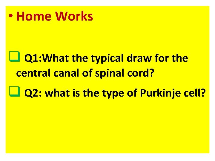  • Home Works q Q 1: What the typical draw for the central