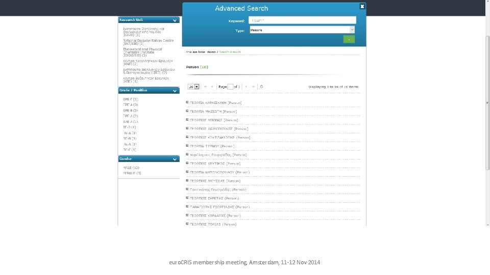 euro. CRIS membership meeting, Amsterdam, 11 -12 Nov 2014 