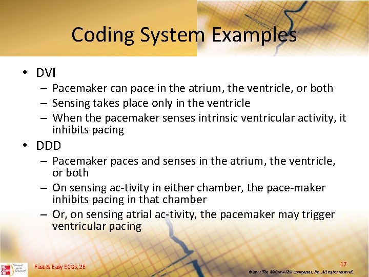 Coding System Examples • DVI – Pacemaker can pace in the atrium, the ventricle,