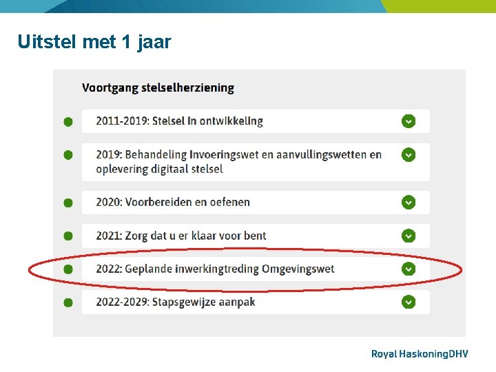 Uitstel met 1 jaar De Omgevingswet | 1 november 2019 De Omgevingswet - 16