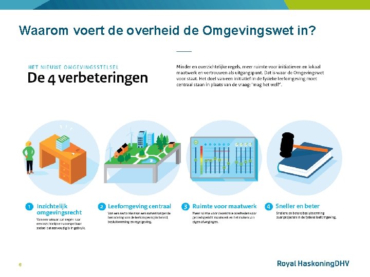 Waarom voert de overheid de Omgevingswet in? 6 De Omgevingswet | 1 november 2019
