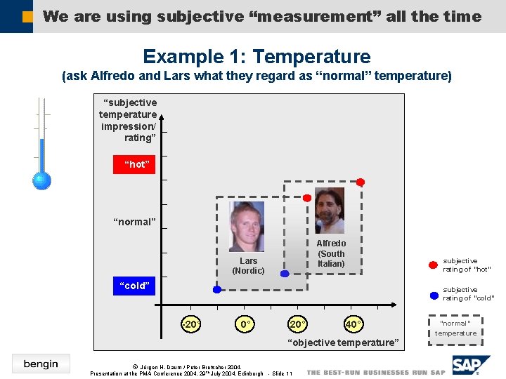 We are using subjective “measurement” all the time Example 1: Temperature (ask Alfredo and
