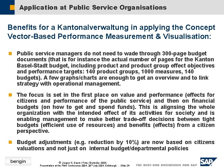Application at Public Service Organisations Benefits for a Kantonalverwaltung in applying the Concept Vector-Based