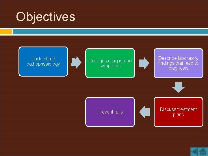 Objectives Understand pathophysiology Recognize signs and symptoms Describe laboratory findings that lead to diagnosis