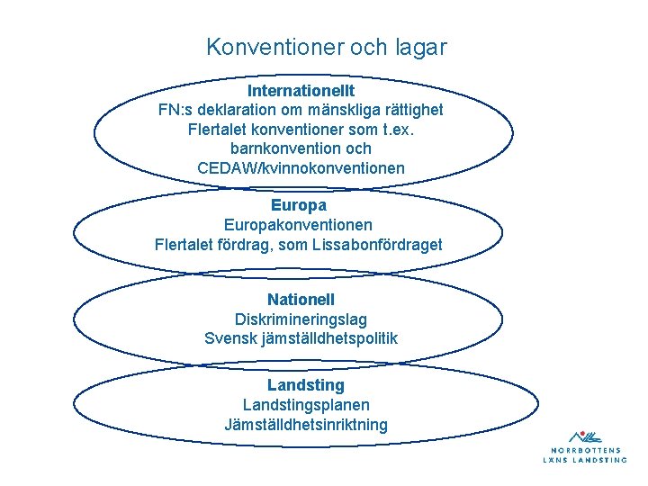 Konventioner och lagar Internationellt FN: s deklaration om mänskliga rättighet Flertalet konventioner som t.