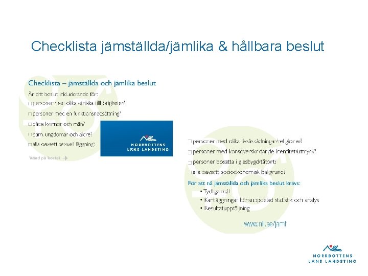 Checklista jämställda/jämlika & hållbara beslut 