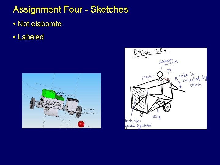 Assignment Four - Sketches • Not elaborate • Labeled 