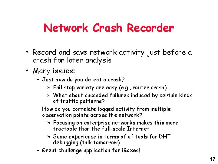 Network Crash Recorder • Record and save network activity just before a crash for