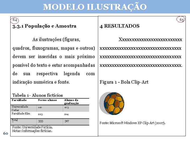 MODELO ILUSTRAÇÃO 64 65 3. 3. 1 População e Amostra 4 RESULTADOS As ilustrações