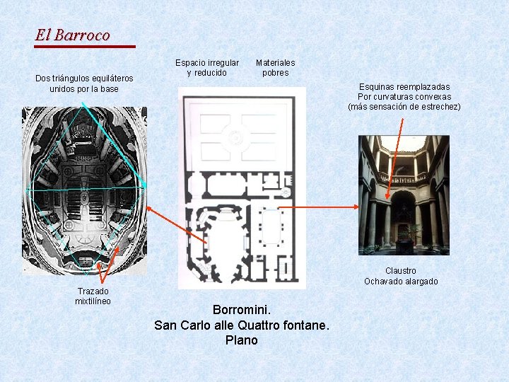 El Barroco Dos triángulos equiláteros unidos por la base Espacio irregular y reducido Materiales