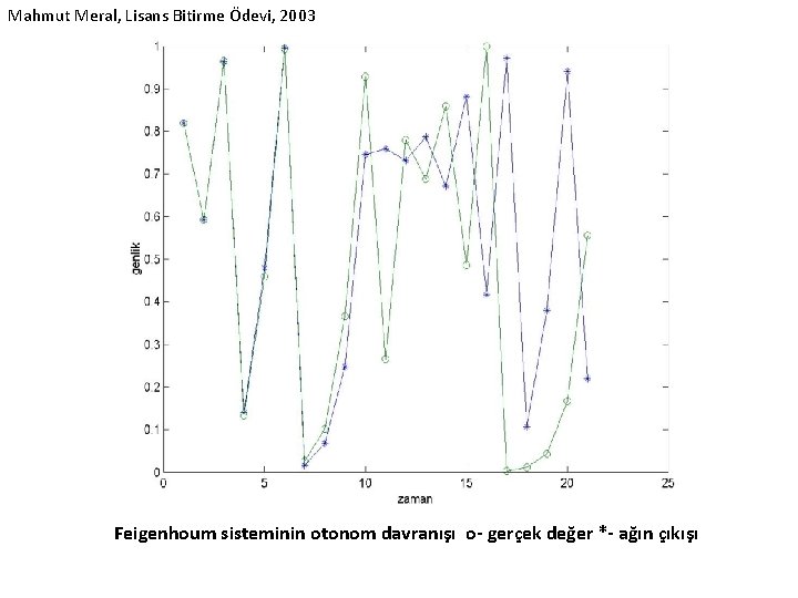 Mahmut Meral, Lisans Bitirme Ödevi, 2003 Feigenhoum sisteminin otonom davranışı o- gerçek değer *-